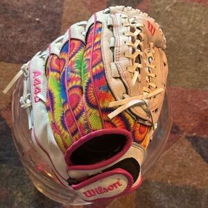 Wilson Multicolor Baseball Glove with Pink and White